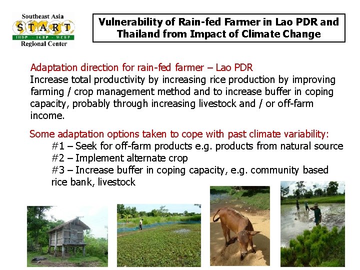 Vulnerability of Rain-fed Farmer in Lao PDR and Thailand from Impact of Climate Change