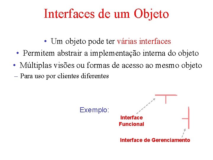 Interfaces de um Objeto • Um objeto pode ter várias interfaces • Permitem abstrair