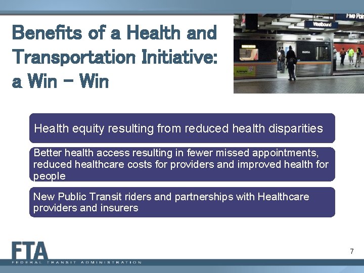 Benefits of a Health and Transportation Initiative: a Win - Win Health equity resulting