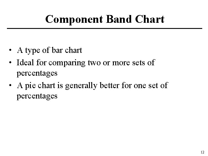 Component Band Chart • A type of bar chart • Ideal for comparing two