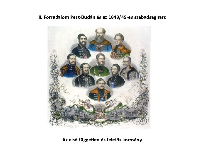 II. Forradalom Pest-Budán és az 1848/49 -es szabadságharc Az első független és felelős kormány