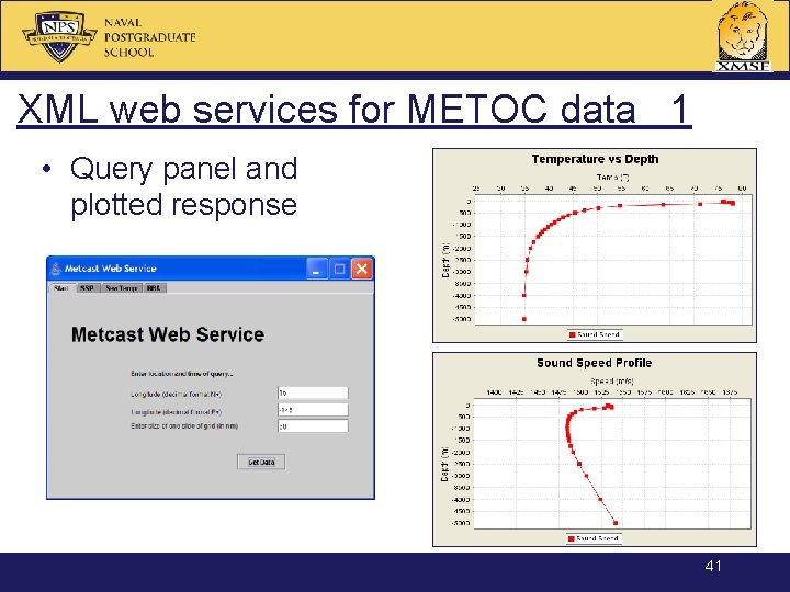 XML web services for METOC data 1 • Query panel and plotted response 41