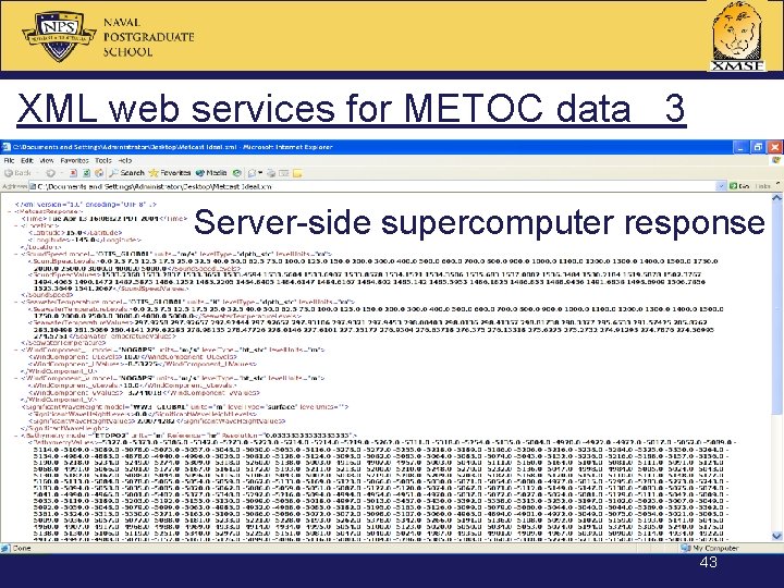 XML web services for METOC data 3 Server-side supercomputer response 43 