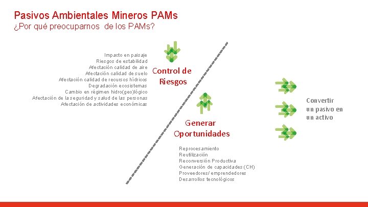 Pasivos Ambientales Mineros PAMs ¿Por qué preocuparnos de los PAMs? Impacto en paisaje Riesgos
