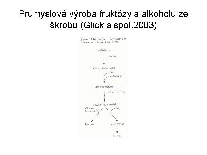 Průmyslová výroba fruktózy a alkoholu ze škrobu (Glick a spol. 2003) 