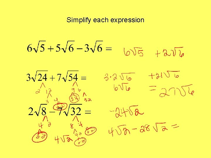 Simplify each expression 