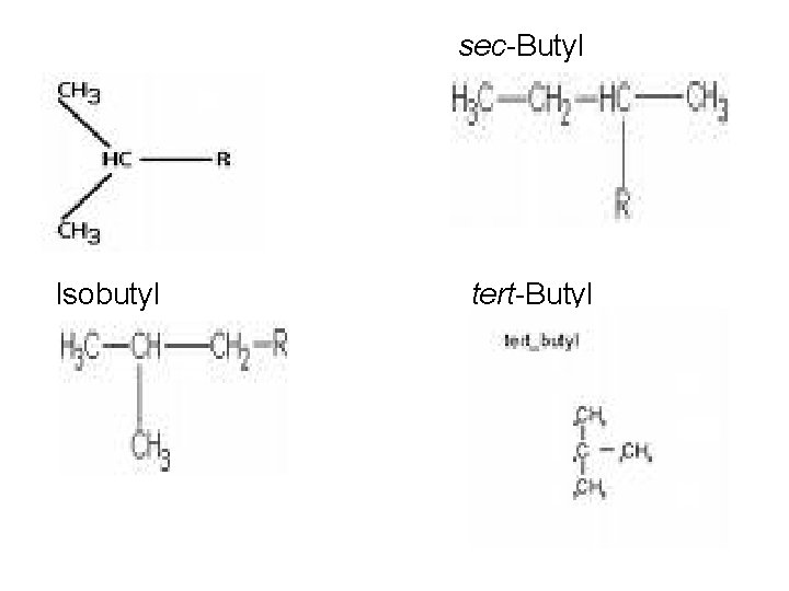 sec-Butyl Isopropyl Isobutyl tert-Butyl 