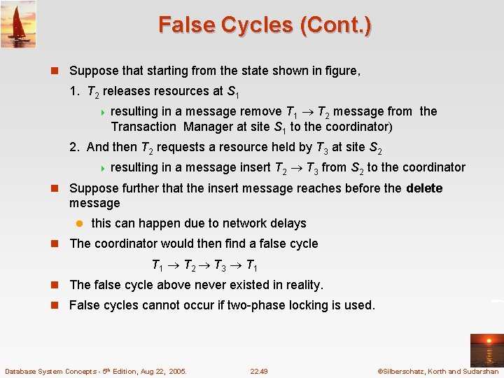 False Cycles (Cont. ) n Suppose that starting from the state shown in figure,