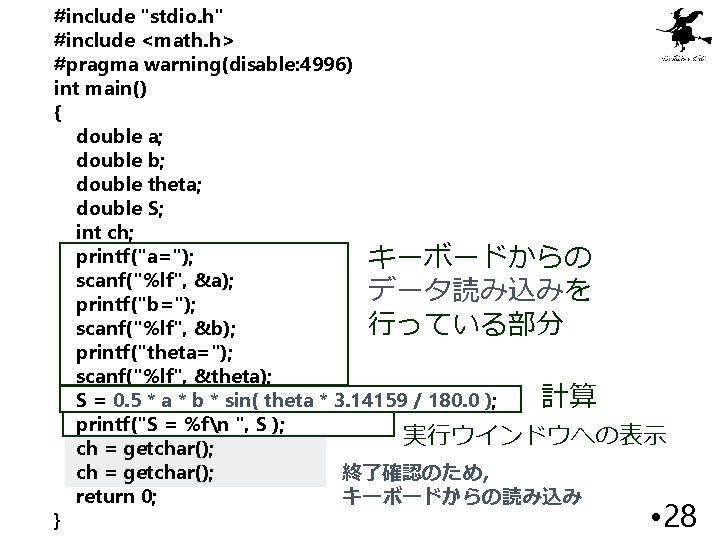 #include "stdio. h" #include <math. h> #pragma warning(disable: 4996) int main() { double a;