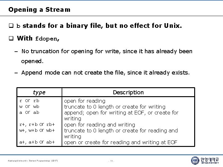 Opening a Stream b stands for a binary file, but no effect for Unix.