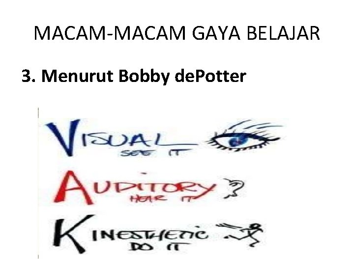 MACAM-MACAM GAYA BELAJAR 3. Menurut Bobby de. Potter 