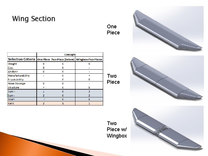 Wing Section One Piece Two Piece w/ Wingbox 