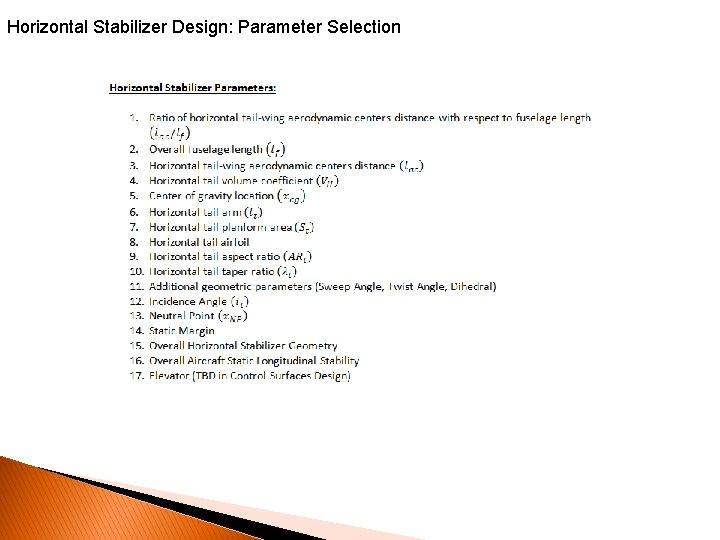 Horizontal Stabilizer Design: Parameter Selection 
