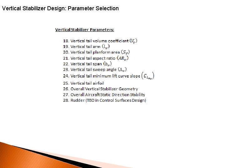Vertical Stabilizer Design: Parameter Selection 