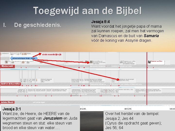 Toegewijd aan de Bijbel I. De geschiedenis. Jesaja 3: 1 Want zie, de Heere,