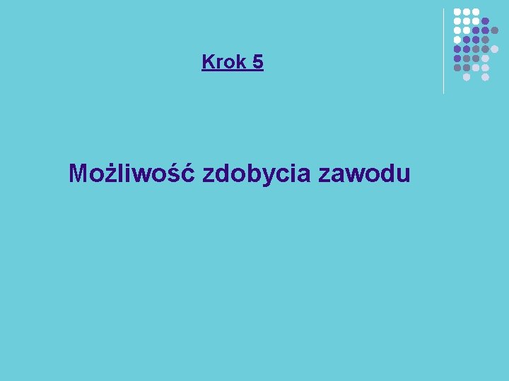 Krok 5 Możliwość zdobycia zawodu 