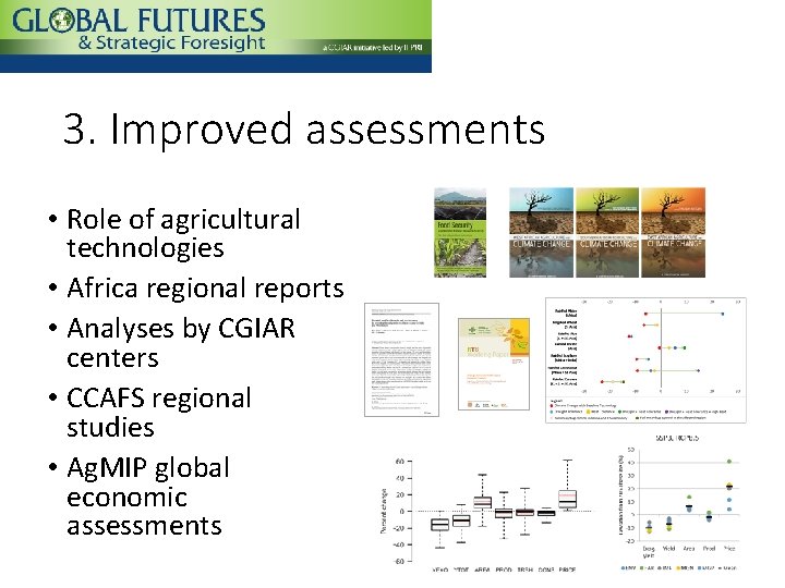 3. Improved assessments • Role of agricultural technologies • Africa regional reports • Analyses