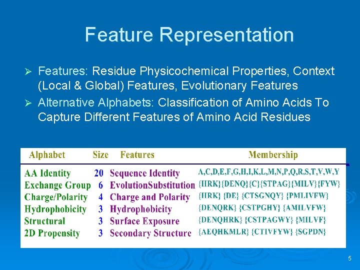 Feature Representation Features: Residue Physicochemical Properties, Context (Local & Global) Features, Evolutionary Features Ø