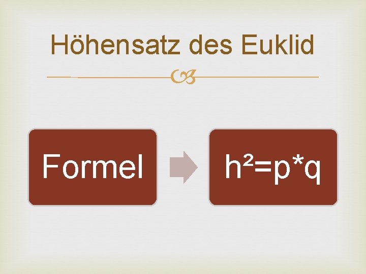 Höhensatz des Euklid Formel h²=p*q 