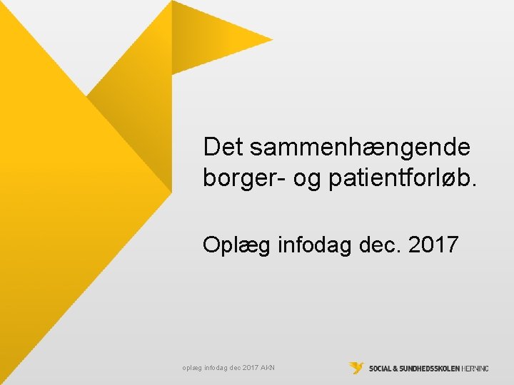 Det sammenhængende borger- og patientforløb. Oplæg infodag dec. 2017 oplæg infodag dec 2017 AKN