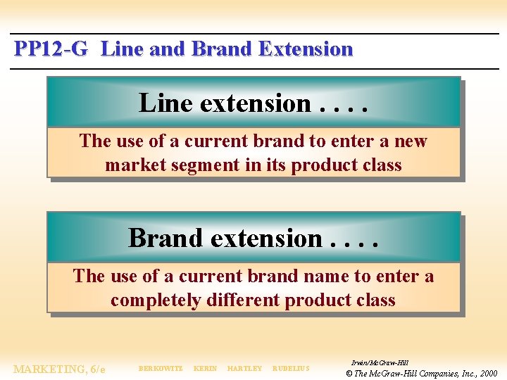 PP 12 -G Line and Brand Extension Line extension. . The use of a