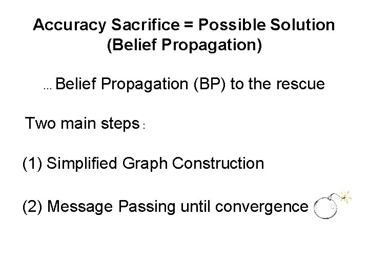 Accuracy Sacrifice = Possible Solution (Belief Propagation) … Belief Propagation (BP) to the rescue