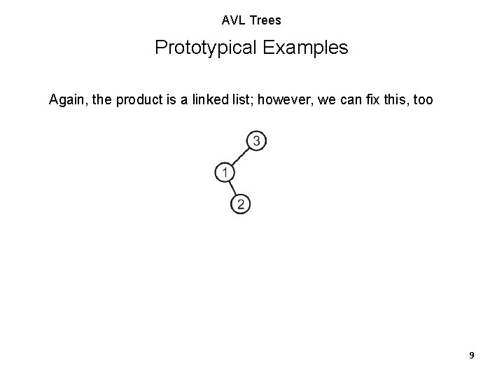 AVL Trees Prototypical Examples Again, the product is a linked list; however, we can