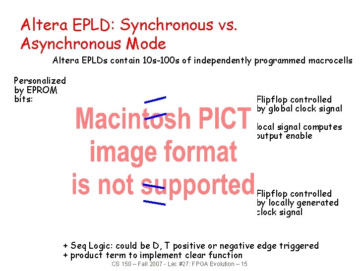 Altera EPLD: Synchronous vs. Asynchronous Mode Altera EPLDs contain 10 s-100 s of independently