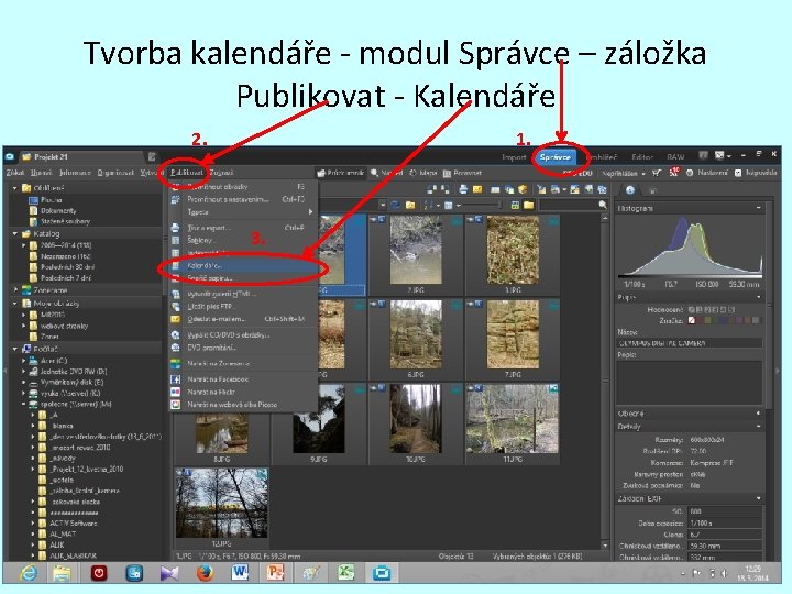 Tvorba kalendáře - modul Správce – záložka Publikovat - Kalendáře 2. 1. 3. 