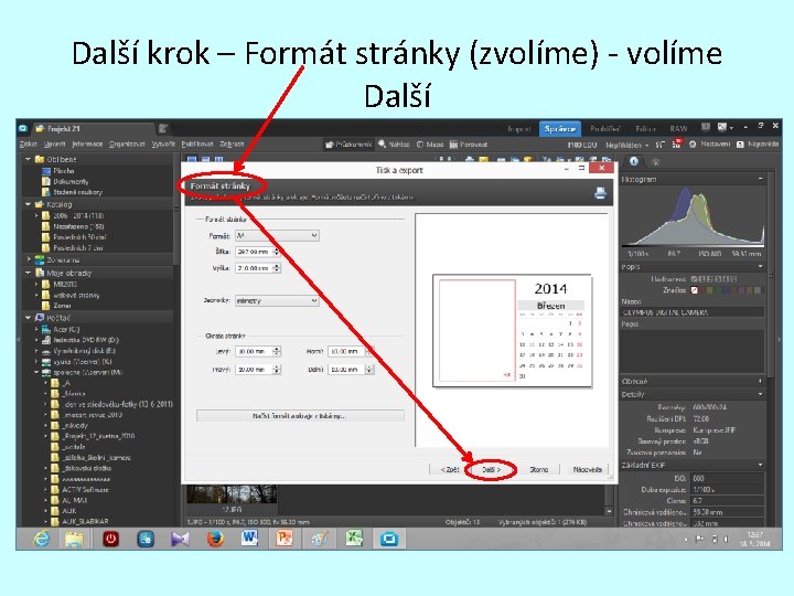 Další krok – Formát stránky (zvolíme) - volíme Další 