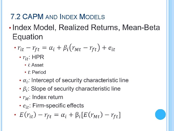 7. 2 CAPM AND INDEX MODELS 