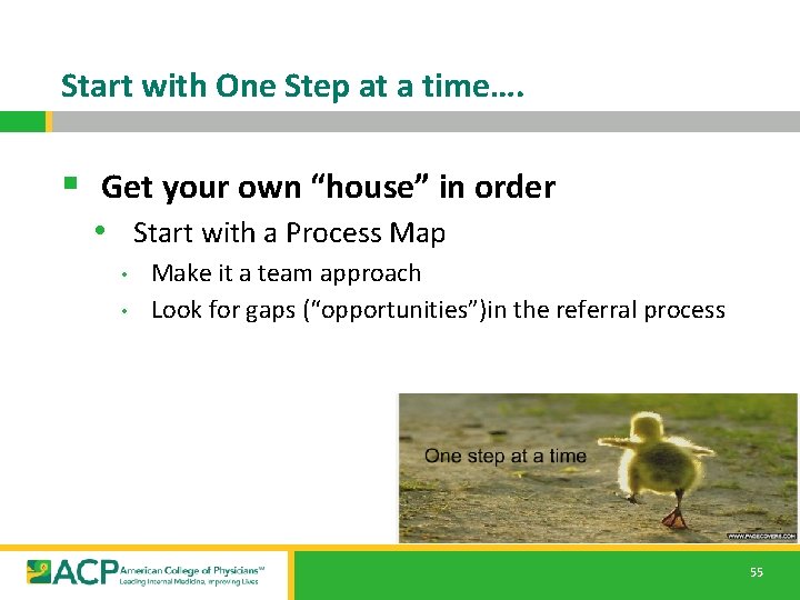 Start with One Step at a time…. § Get your own “house” in order Start with One Step at a time…. § Get your own “house” in order