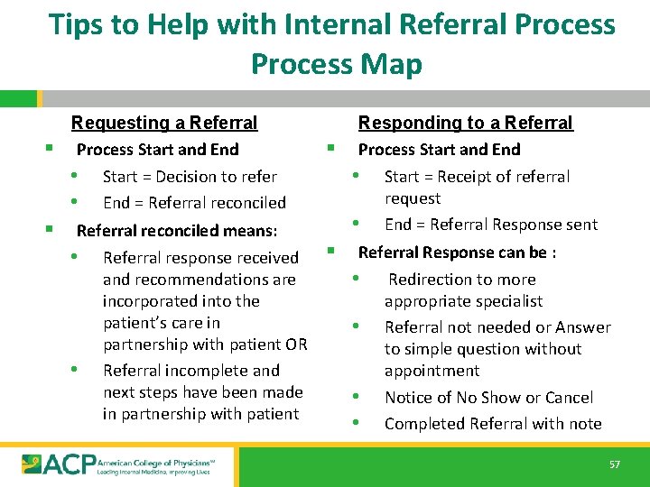 Tips to Help with Internal Referral Process Map Requesting a Referral § Process Start Tips to Help with Internal Referral Process Map Requesting a Referral § Process Start