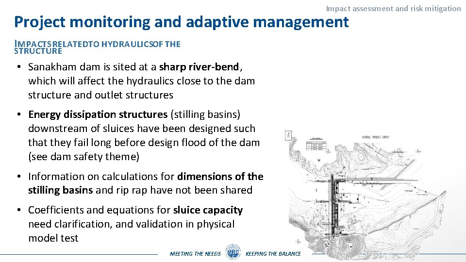 Impact assessment and risk mitigation Project monitoring and adaptive management I MPACTS RELATEDTO HYDRAULICSOF