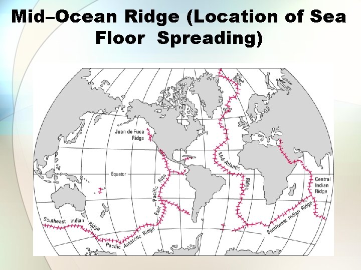 Mid–Ocean Ridge (Location of Sea Floor Spreading) 