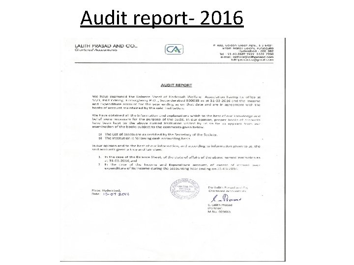 Audit report- 2016 