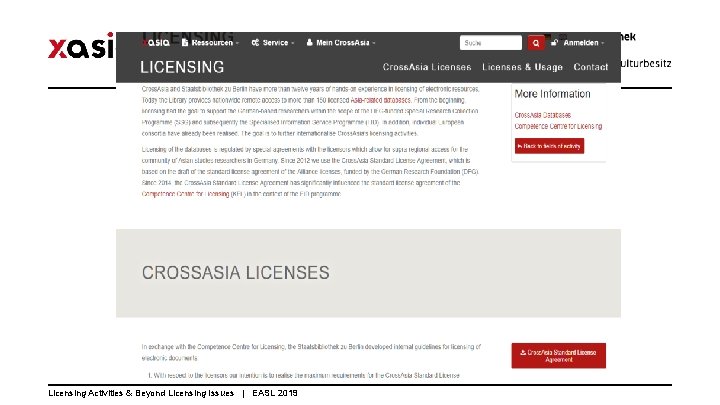 Licensing Activities & Beyond Licensing Issues | EASL 2019 