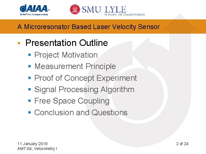A Microresonator Based Laser Velocity Sensor • Presentation Outline § § § Project Motivation
