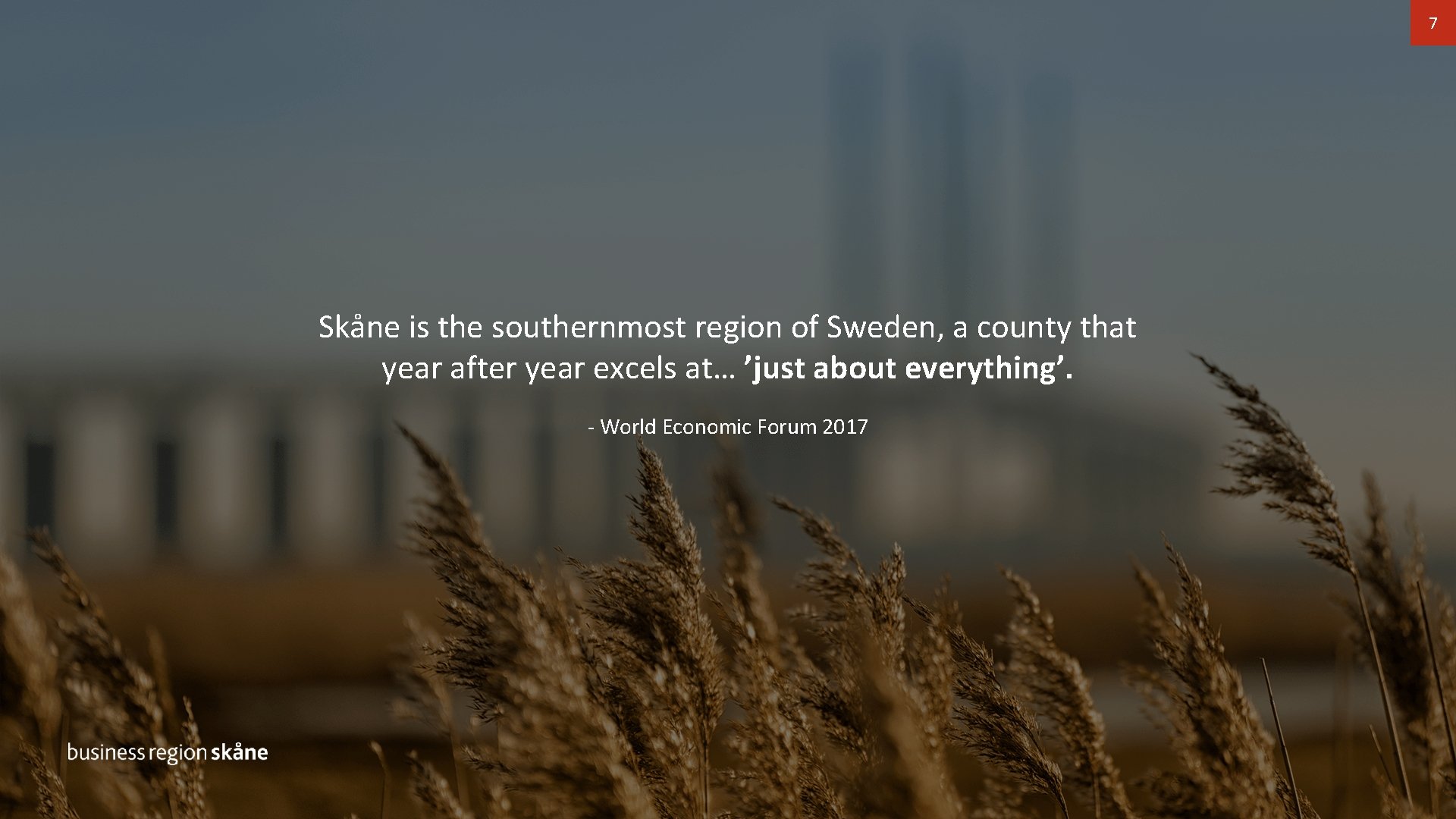 7 Skåne is the southernmost region of Sweden, a county that year after year