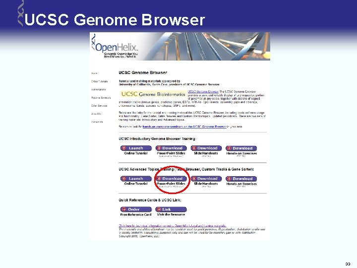 UCSC Genome Browser [version 9 a] 33 