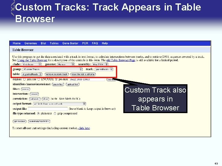 Custom Tracks: Track Appears in Table Browser Custom Track also appears in Table Browser