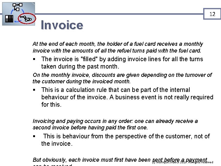 12 Invoice At the end of each month, the holder of a fuel card