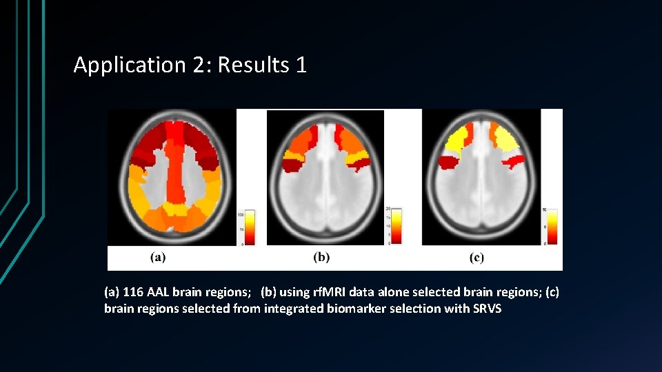 Application 2: Results 1 (a) 116 AAL brain regions; (b) using rf. MRI data Application 2: Results 1 (a) 116 AAL brain regions; (b) using rf. MRI data