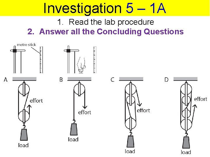 Investigation 5 – 1 A 1. Read the lab procedure 2. Answer all the