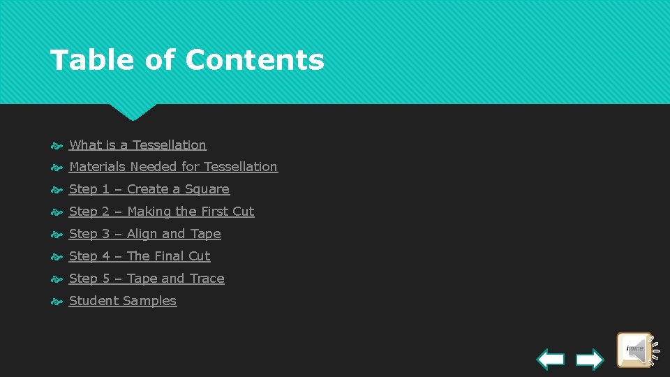 Table of Contents What is a Tessellation Materials Needed for Tessellation Step 1 –