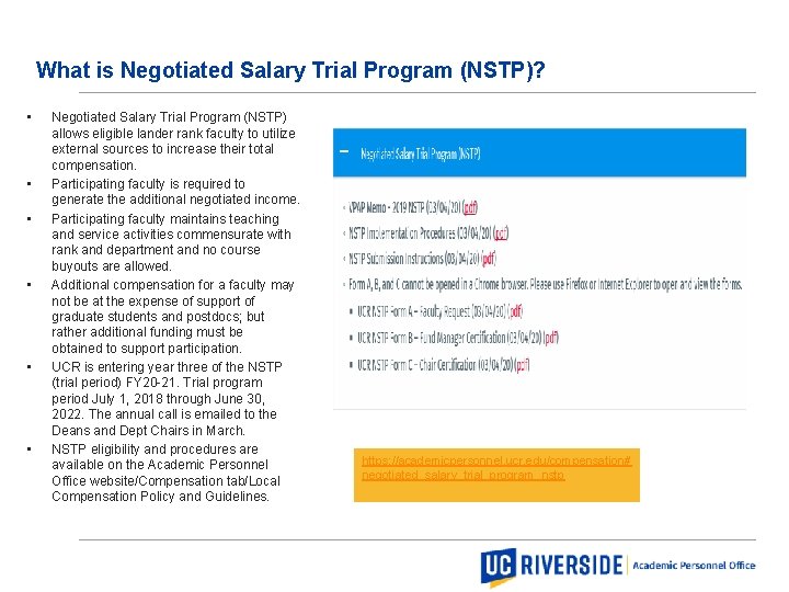 Academic Personnel Office What is Negotiated Salary Trial Program (NSTP)? • • • Negotiated