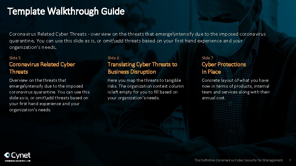Template Walkthrough Guide Coronavirus Related Cyber Threats - overview on the threats that emergeintensify