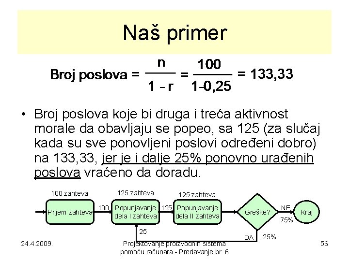 Naš primer • Broj poslova koje bi druga i treća aktivnost morale da obavljaju