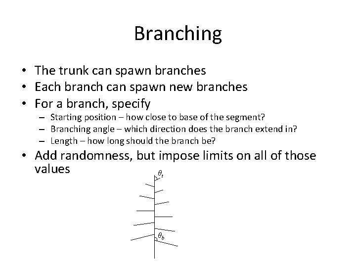 Branching • The trunk can spawn branches • Each branch can spawn new branches
