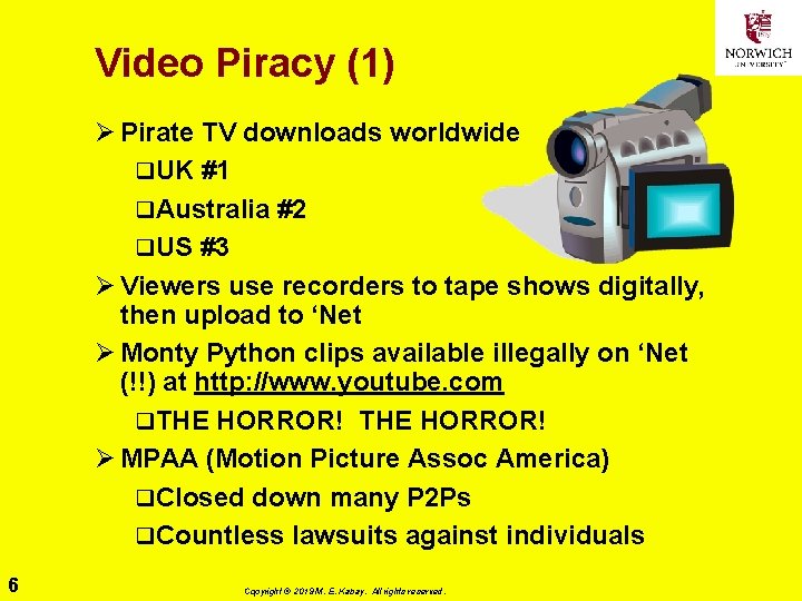 Video Piracy (1) Ø Pirate TV downloads worldwide q. UK #1 q. Australia #2